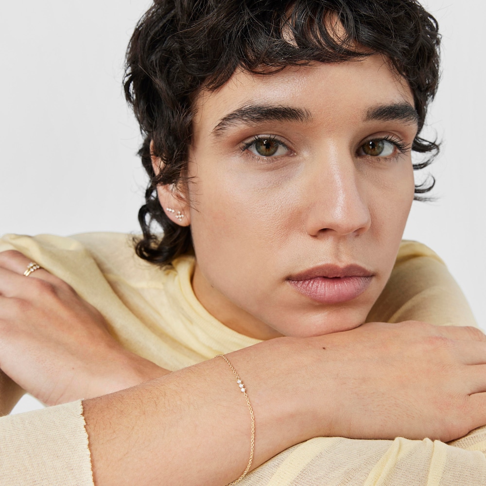 18K solid gold Strip bracelet with diamonds Les Classiques