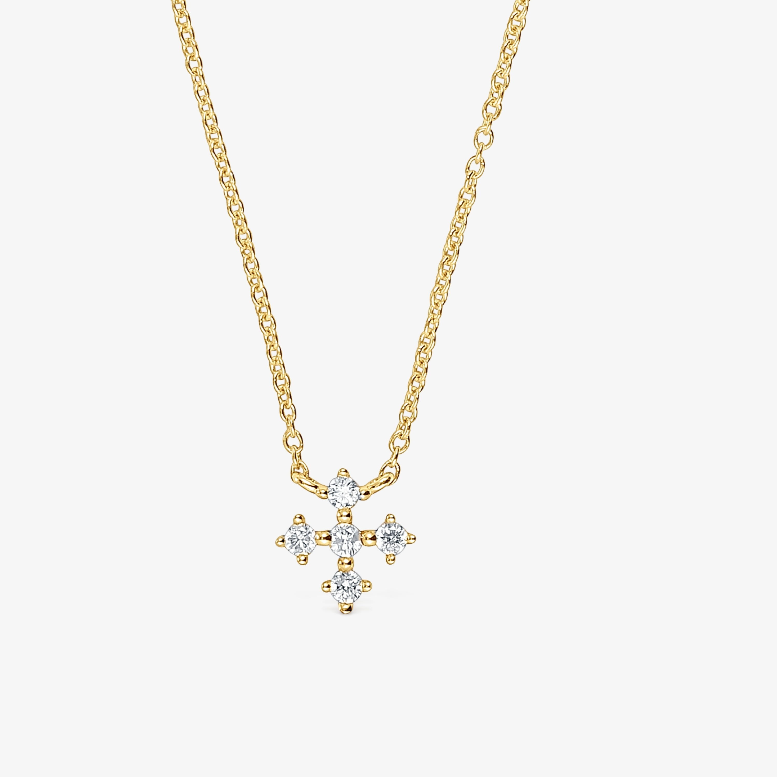 18K solid gold Cross necklace with 0.08ct of diamonds Les Classiques