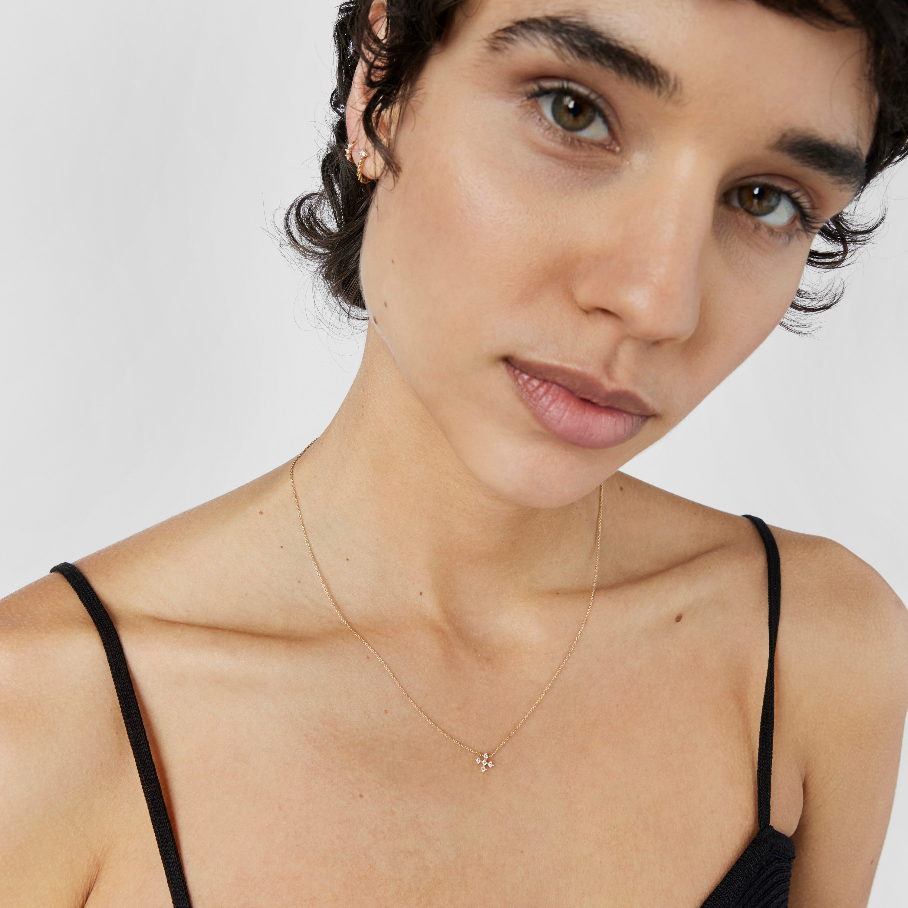 Gold Cross necklace with 0.08ct of diamonds Les Classiques