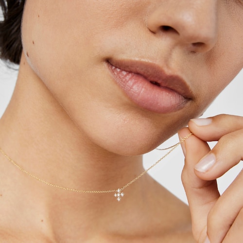 Gold Cross necklace with 0,08ct of diamonds Les Classiques
