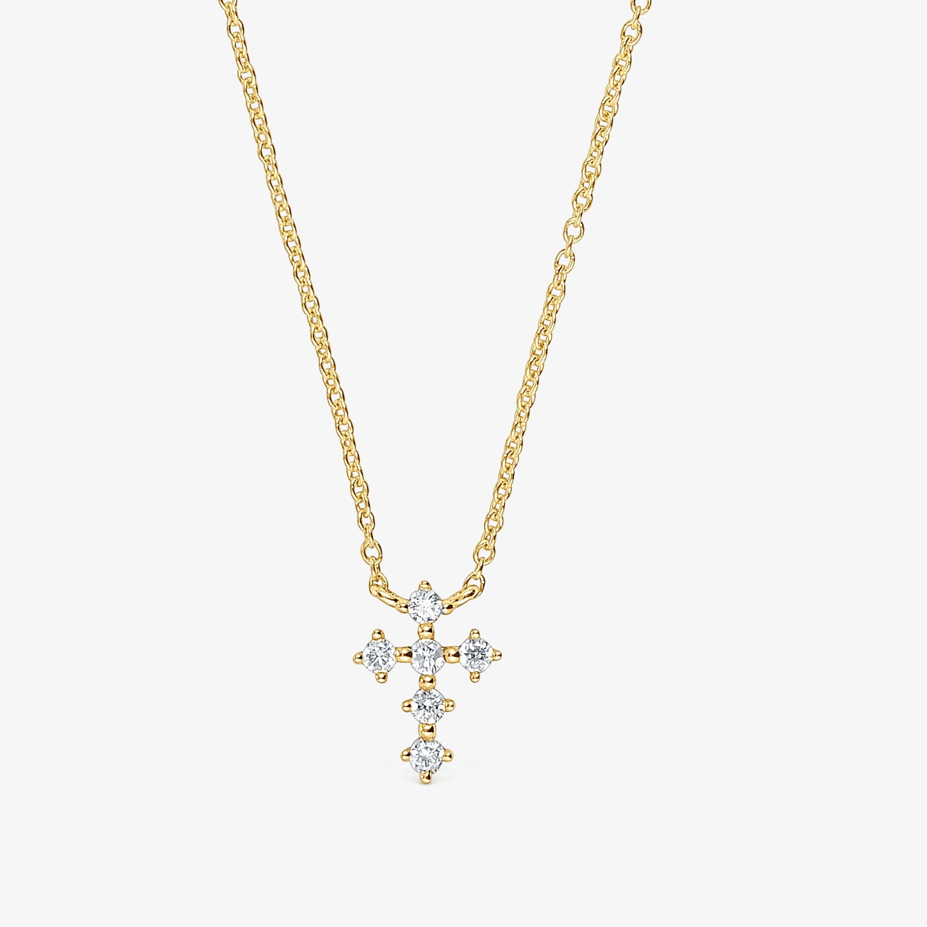 18K solid gold Cross necklace with 0.09ct of diamonds Les Classiques