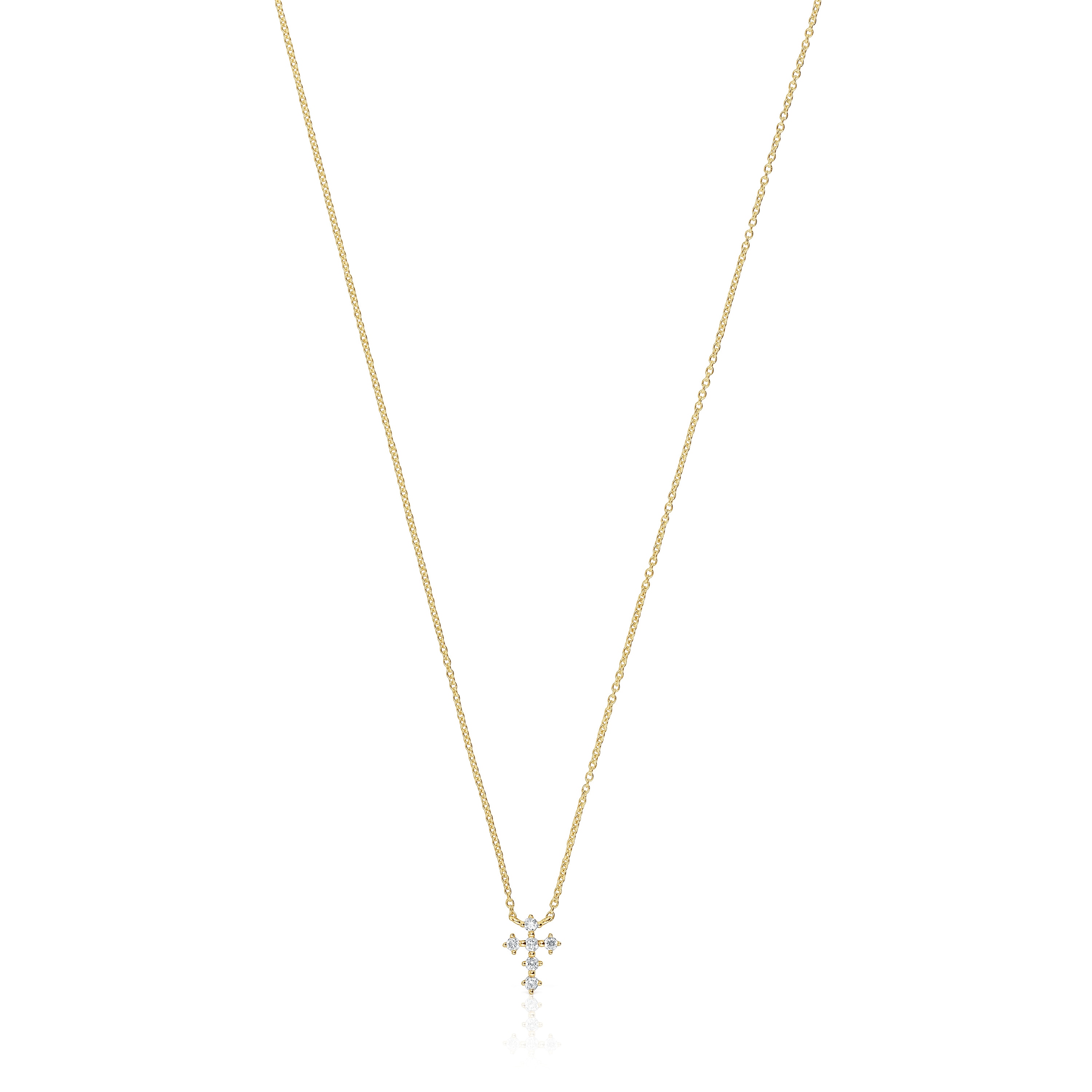 18K solid gold Cross necklace with 0.09ct of diamonds Les Classiques