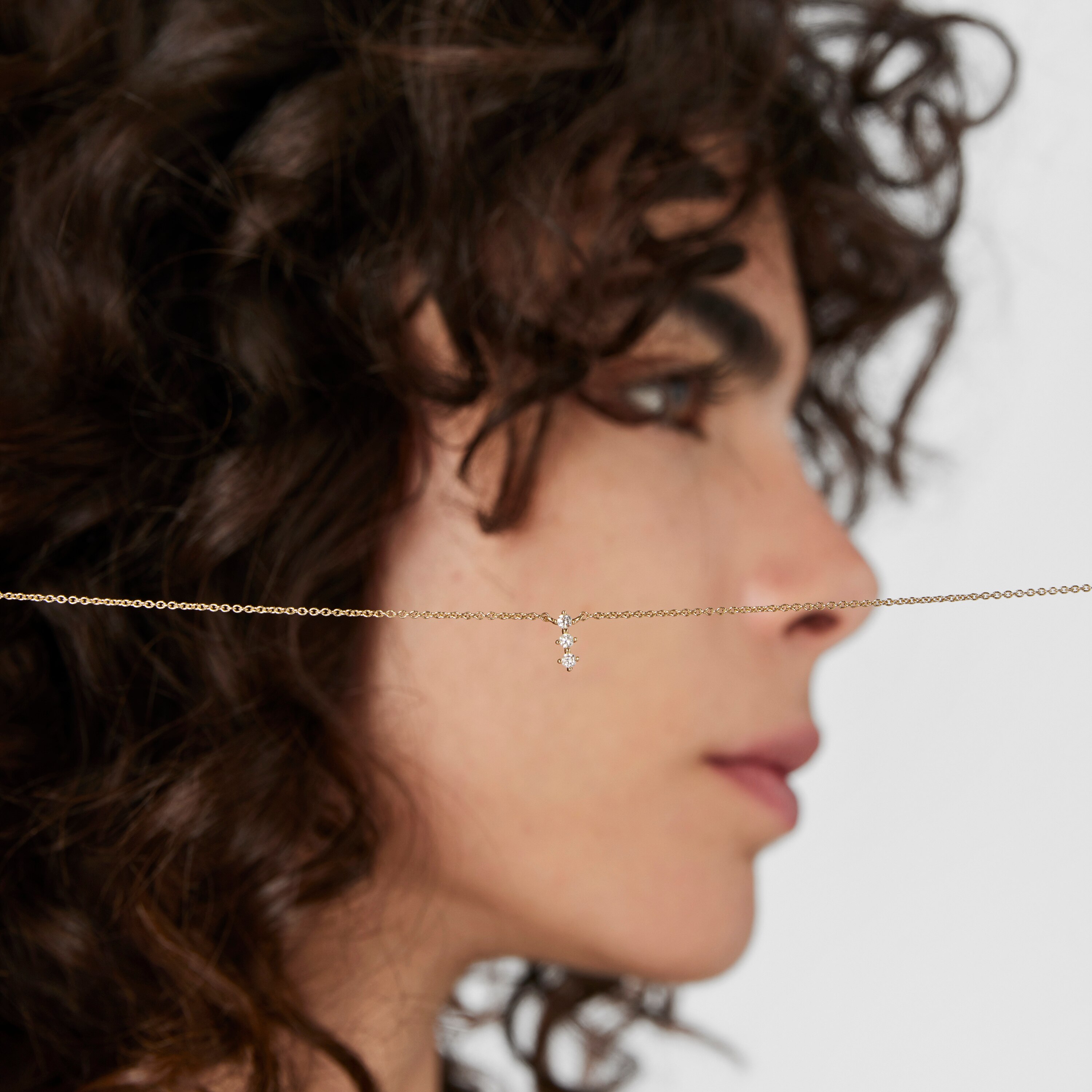 Gold Strip necklace with diamonds Les Classiques