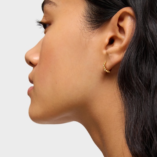 Hoop earring with gold balls and diamonds Les Classiques