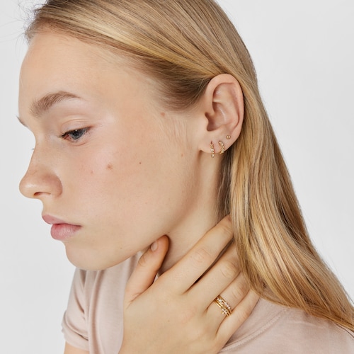 Hoop earring with gold balls and diamonds Les Classiques