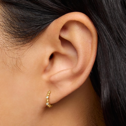 Hoop earring with gold balls and diamonds Les Classiques