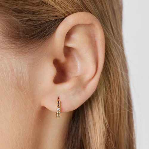 Hoop earring with gold balls and diamonds Les Classiques