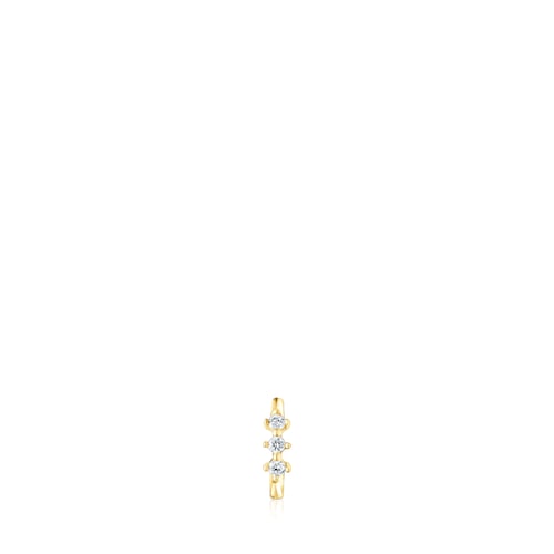 Small gold Strip hoop earring with diamonds Les Classiques