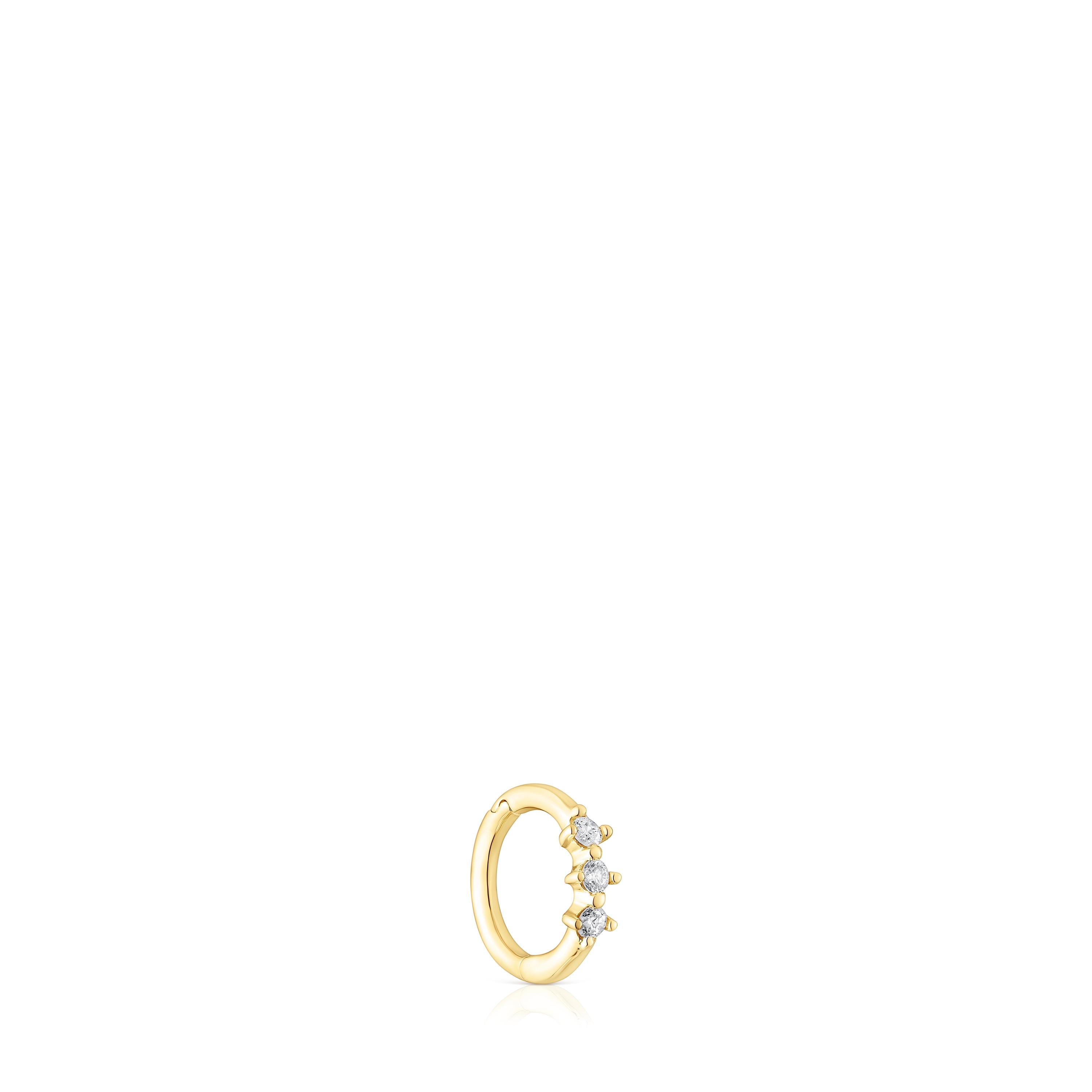 18K solid gold Strip hoop earring with diamonds Les Classiques