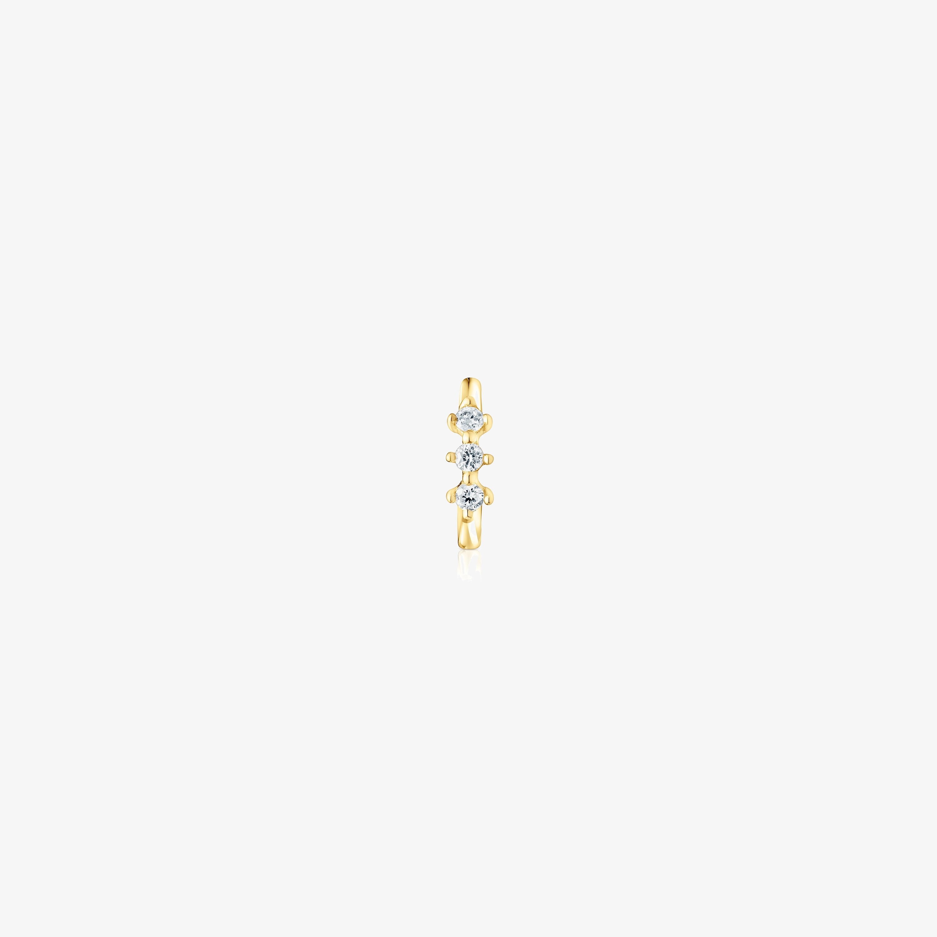 18K solid gold Strip hoop earring with diamonds Les Classiques