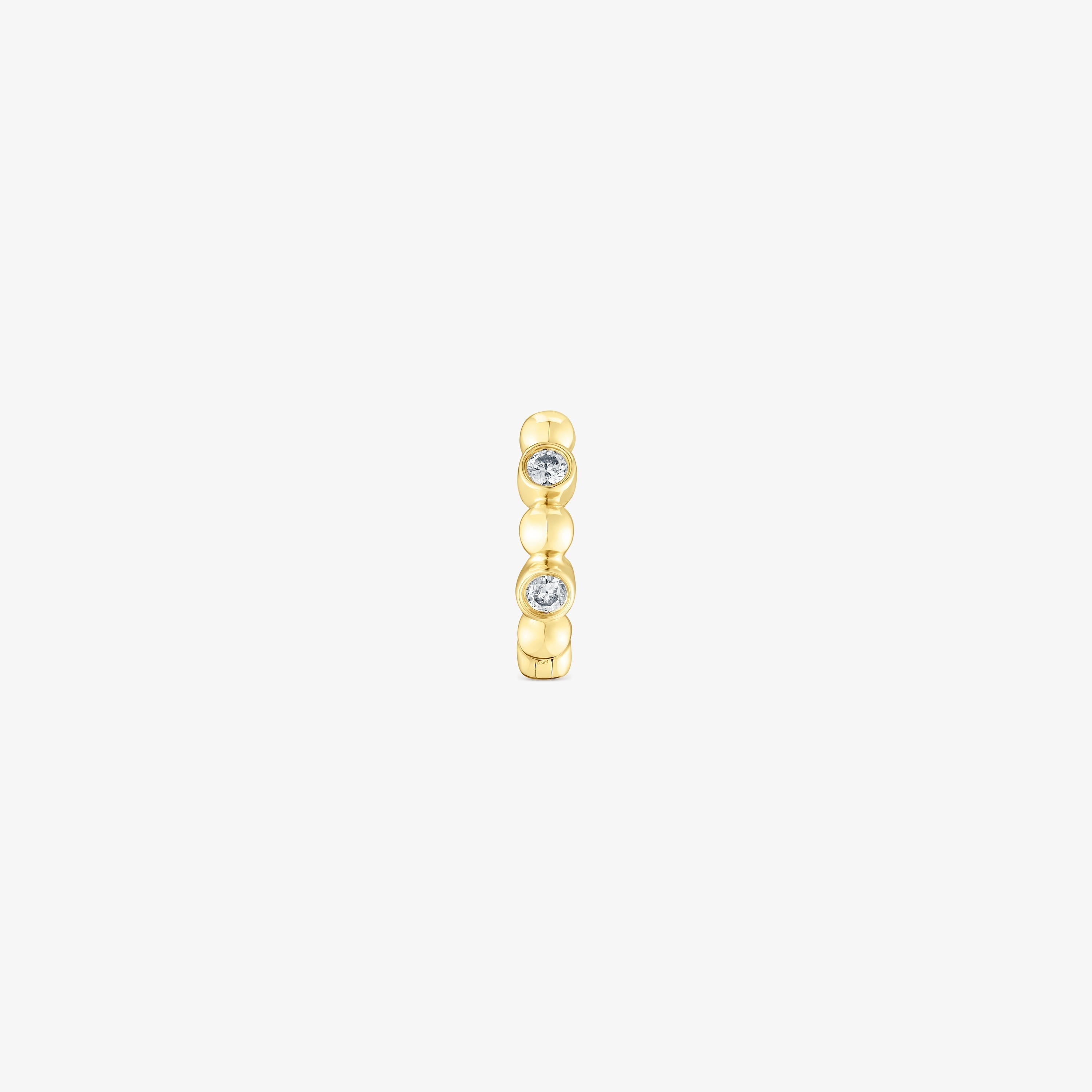 Hoop earring with 18K solid gold balls and diamonds Les Classiques