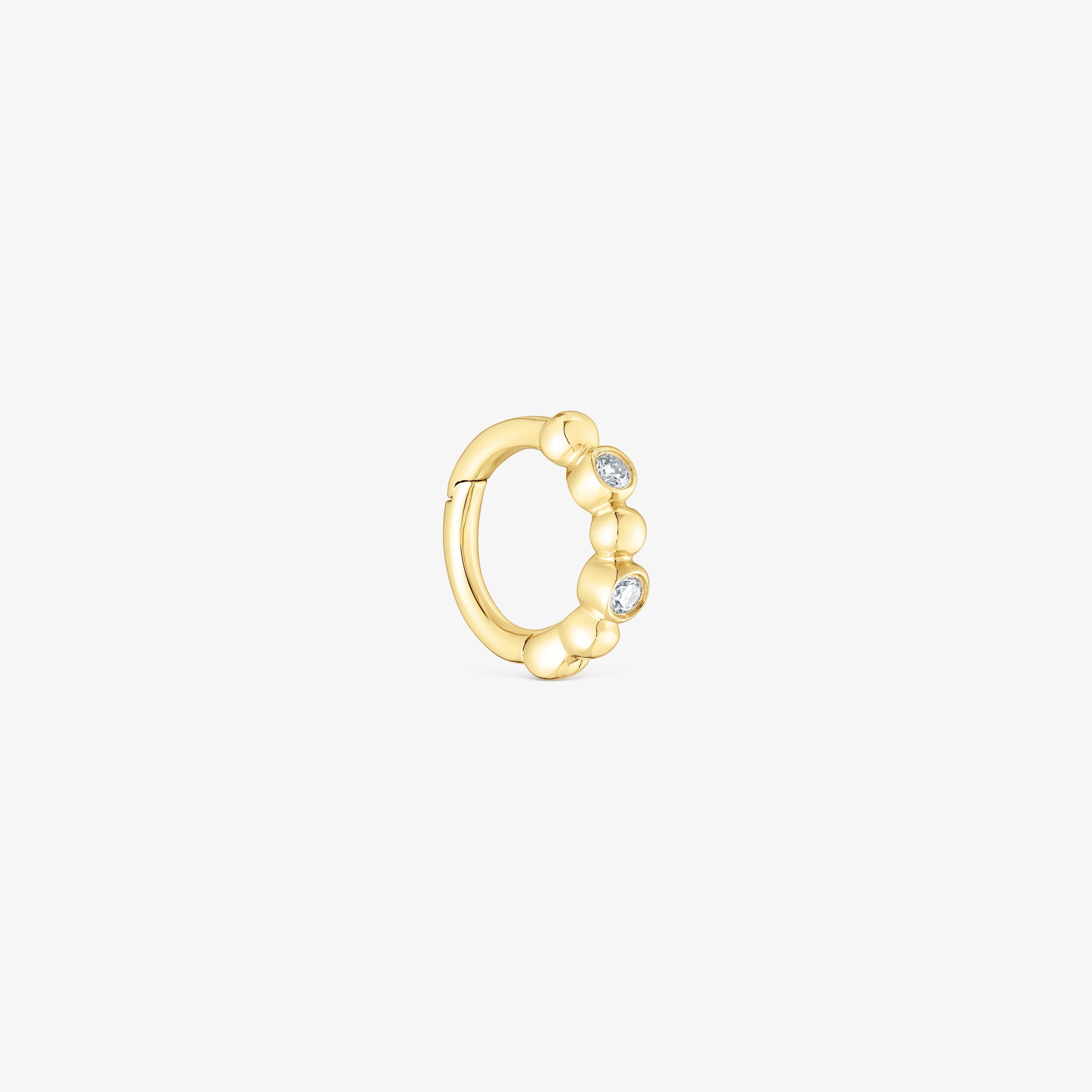 Hoop earring with 18K solid gold balls and diamonds Les Classiques