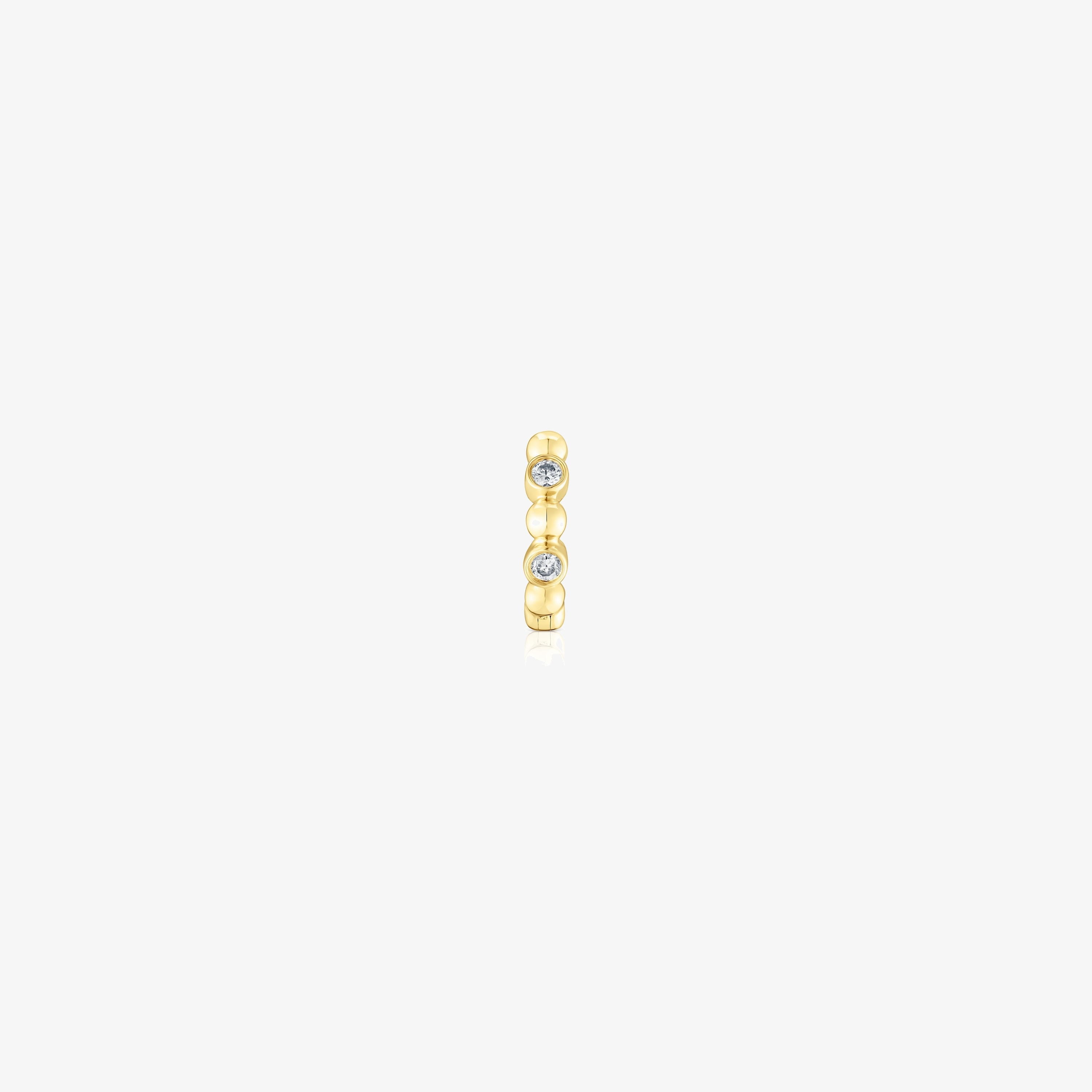 Hoop earring with 18K solid gold balls and diamonds Les Classiques