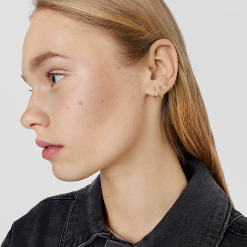 Small Hoop earring with gold balls and diamonds Les Classiques