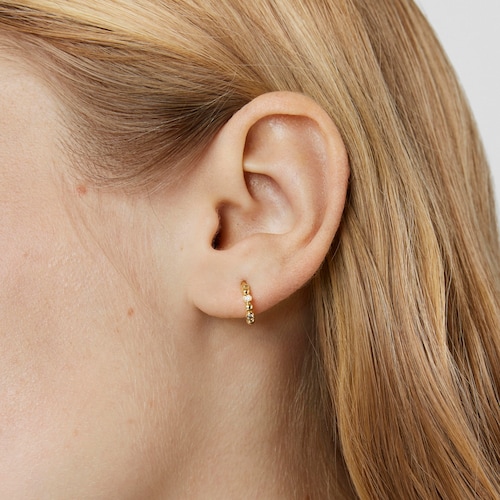 Small Hoop earring with gold balls and diamonds Les Classiques