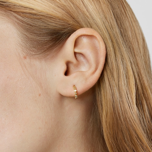 Small Hoop earring with gold balls and diamonds Les Classiques