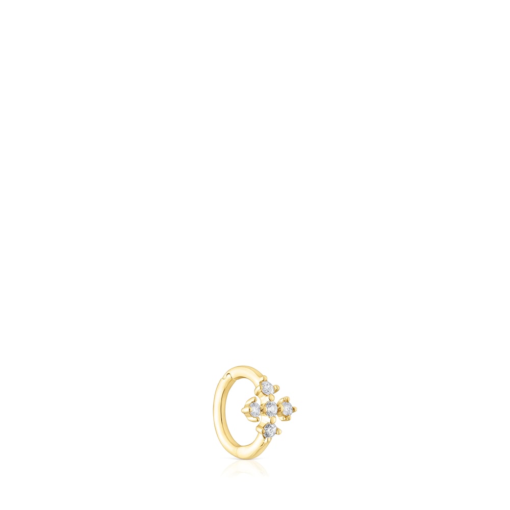 Small gold Cross hoop earring with diamonds Les Classiques Small gold Cross hoop earring with diamonds Les Classiques