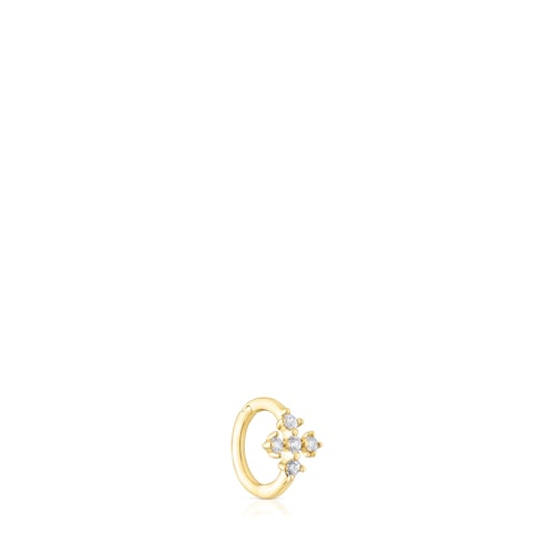 Small gold Cross hoop earring with diamonds Les Classiques