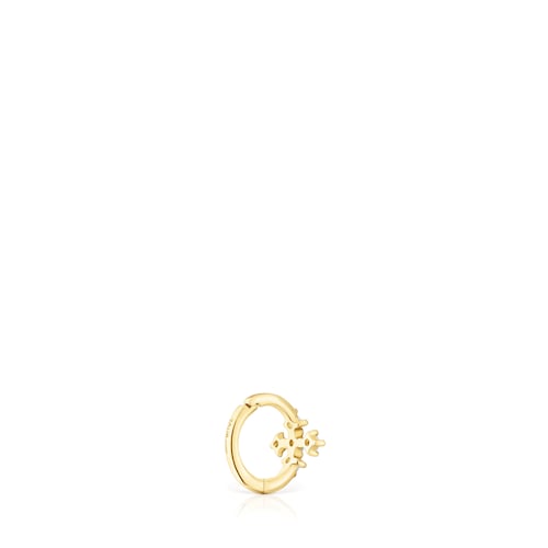 Small gold Cross hoop earring with diamonds Les Classiques