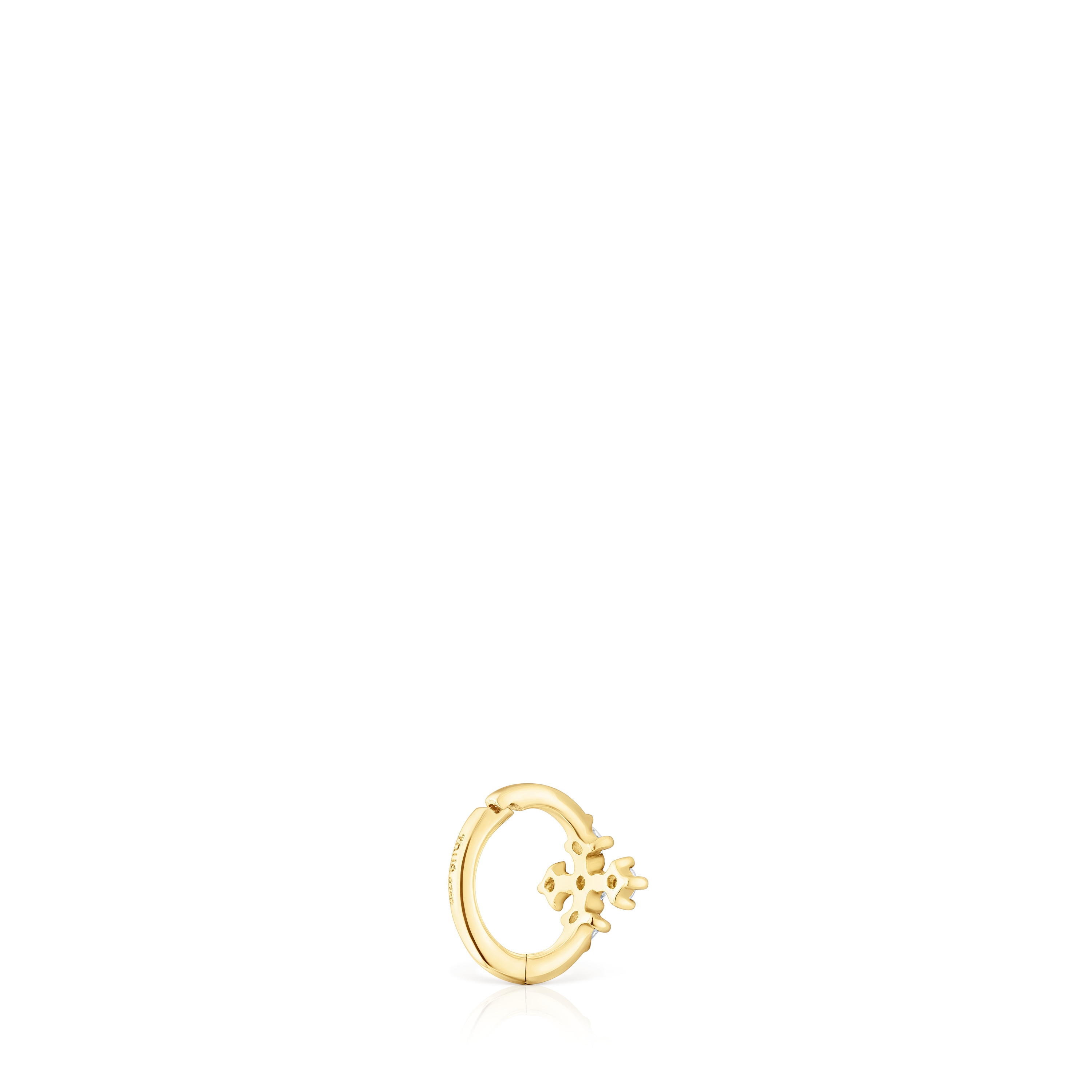 Small 18K solid gold Cross hoop earring with diamonds Les Classiques