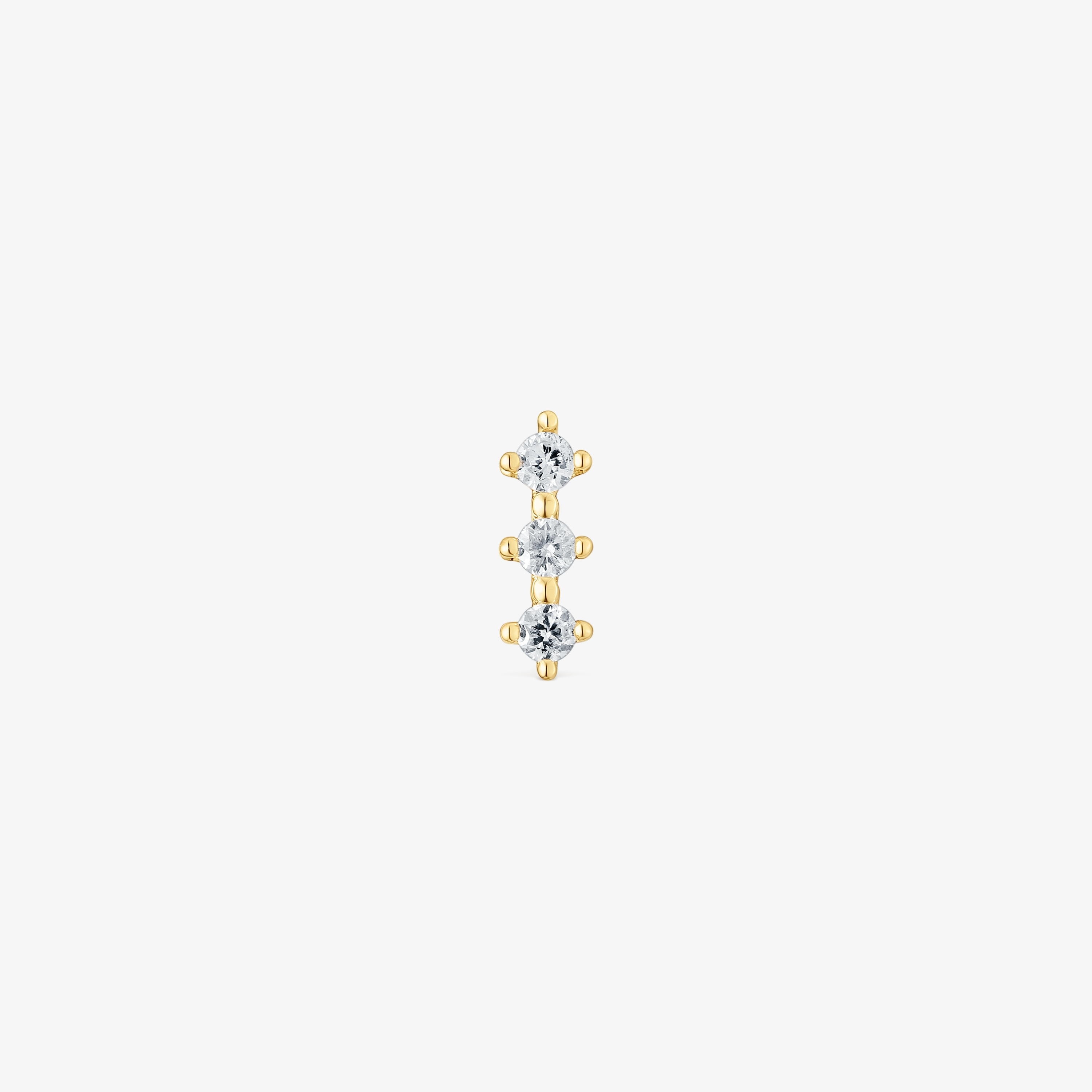 18K solid gold strip Ear piercing with diamonds Les Classiques