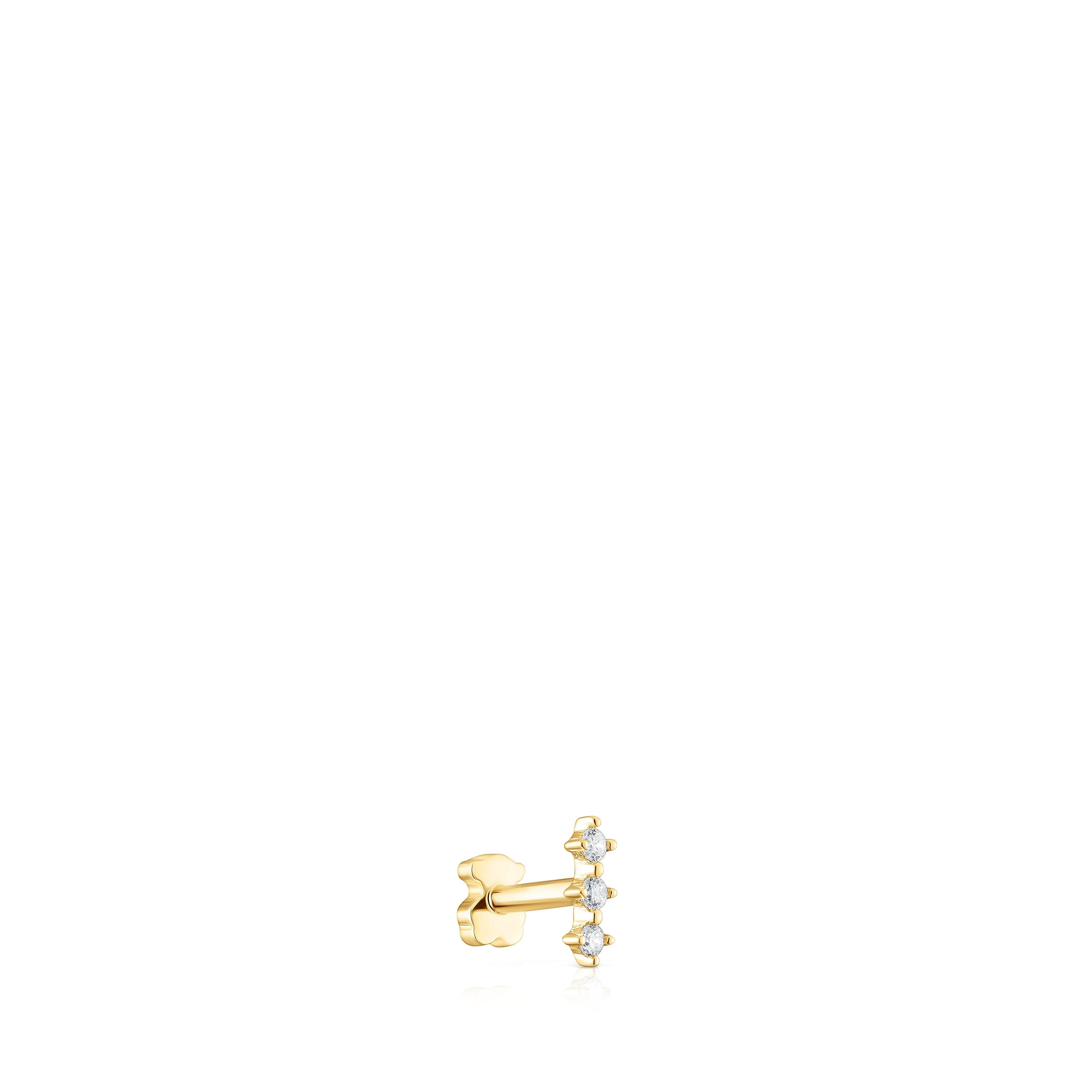 18K solid gold strip Ear piercing with diamonds Les Classiques
