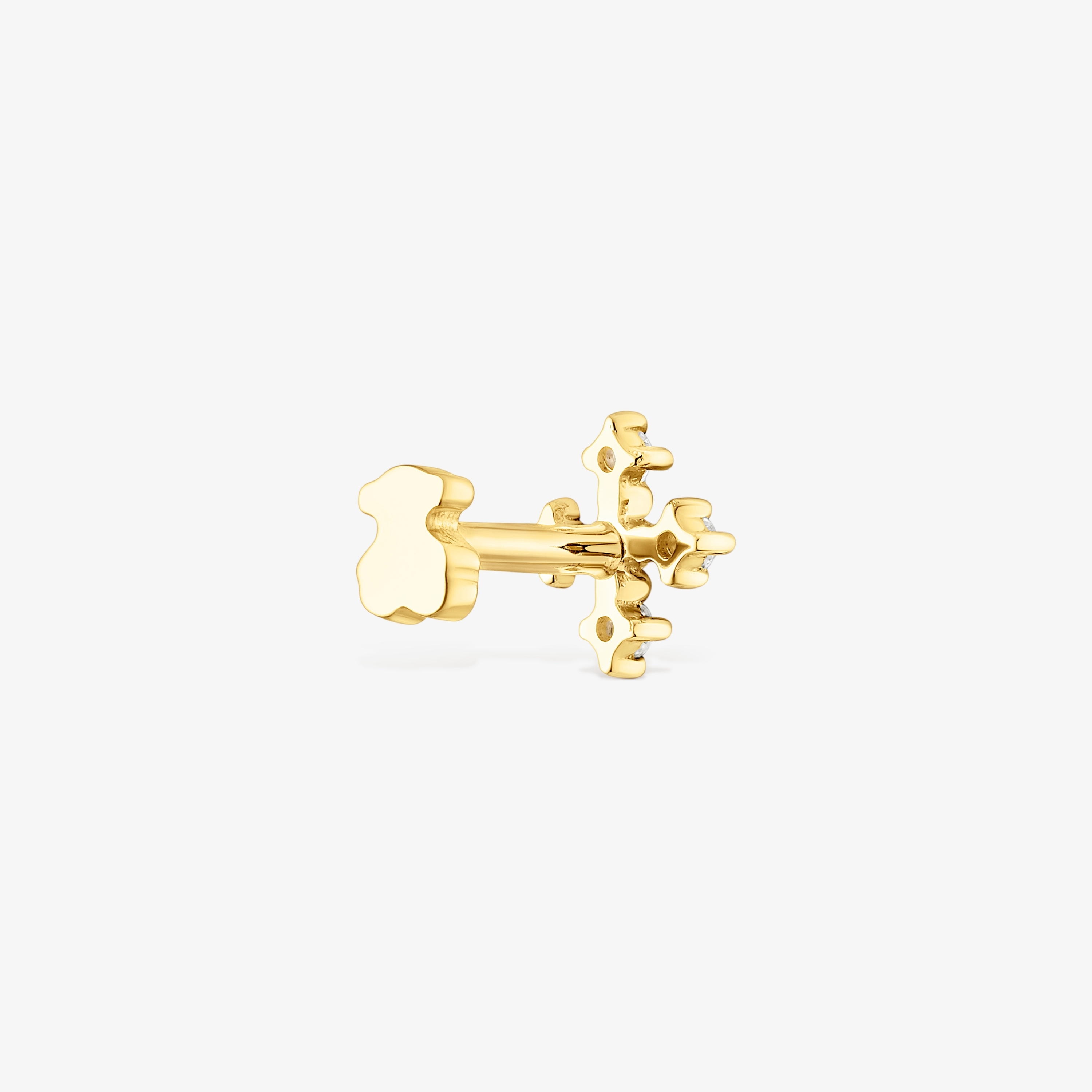 18K solid gold cross Ear piercing with diamonds Les Classiques