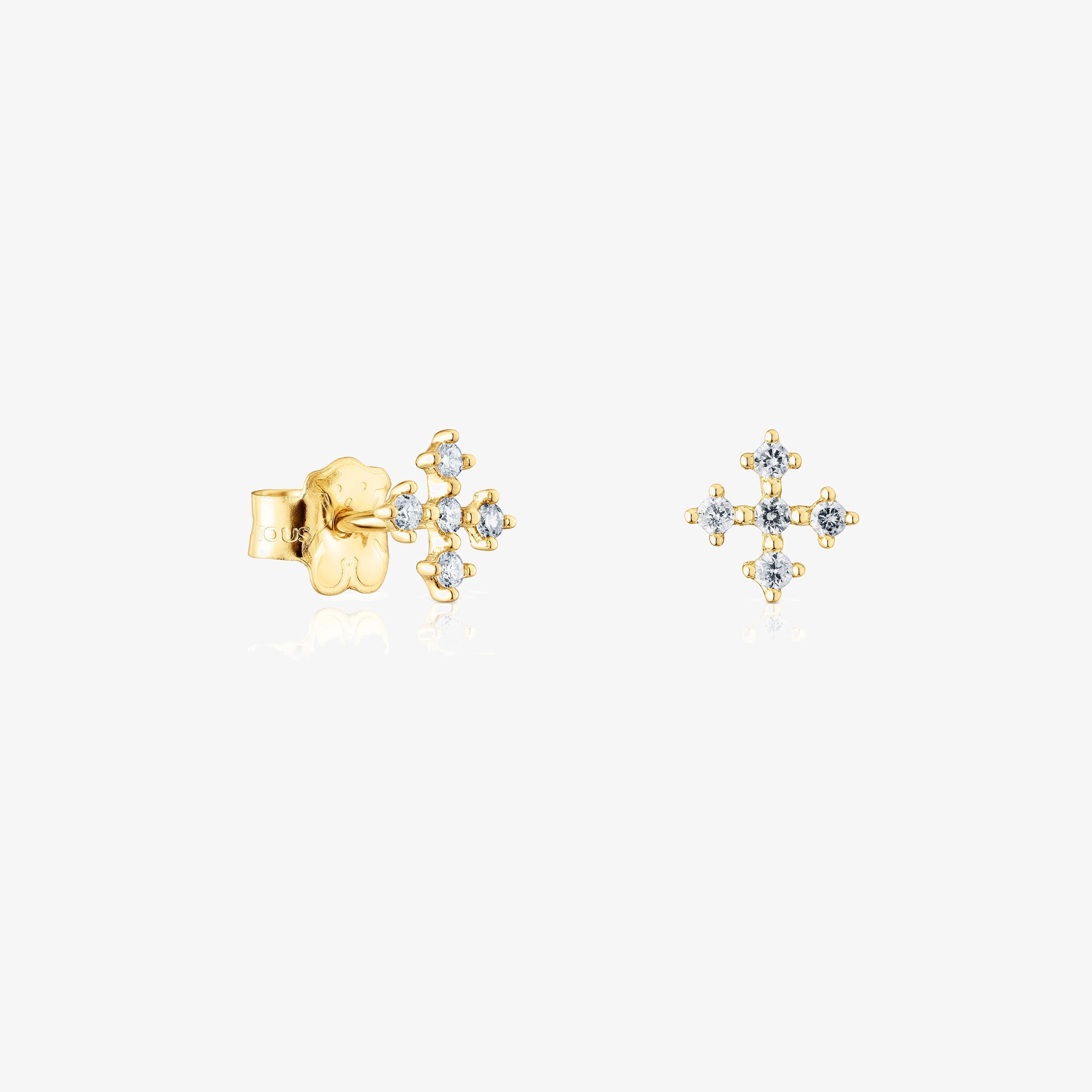 18K solid gold Cross earrings with diamonds Les Classiques
