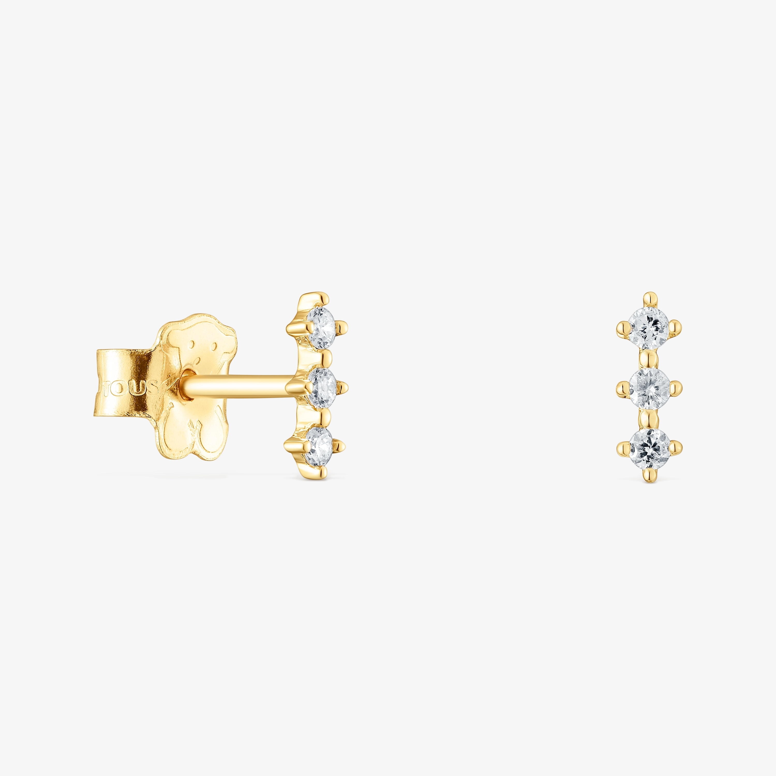 18K solid gold Strip earrings with diamonds Les Classiques