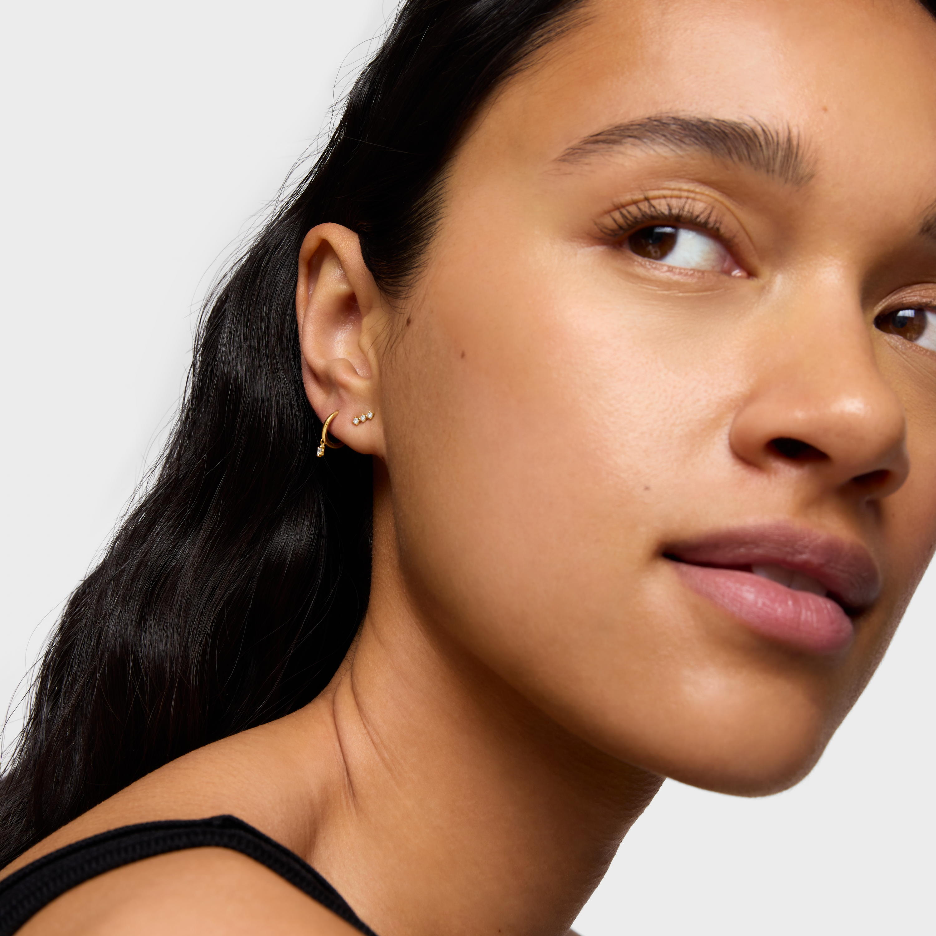 18K solid gold Strip earrings with diamonds Les Classiques