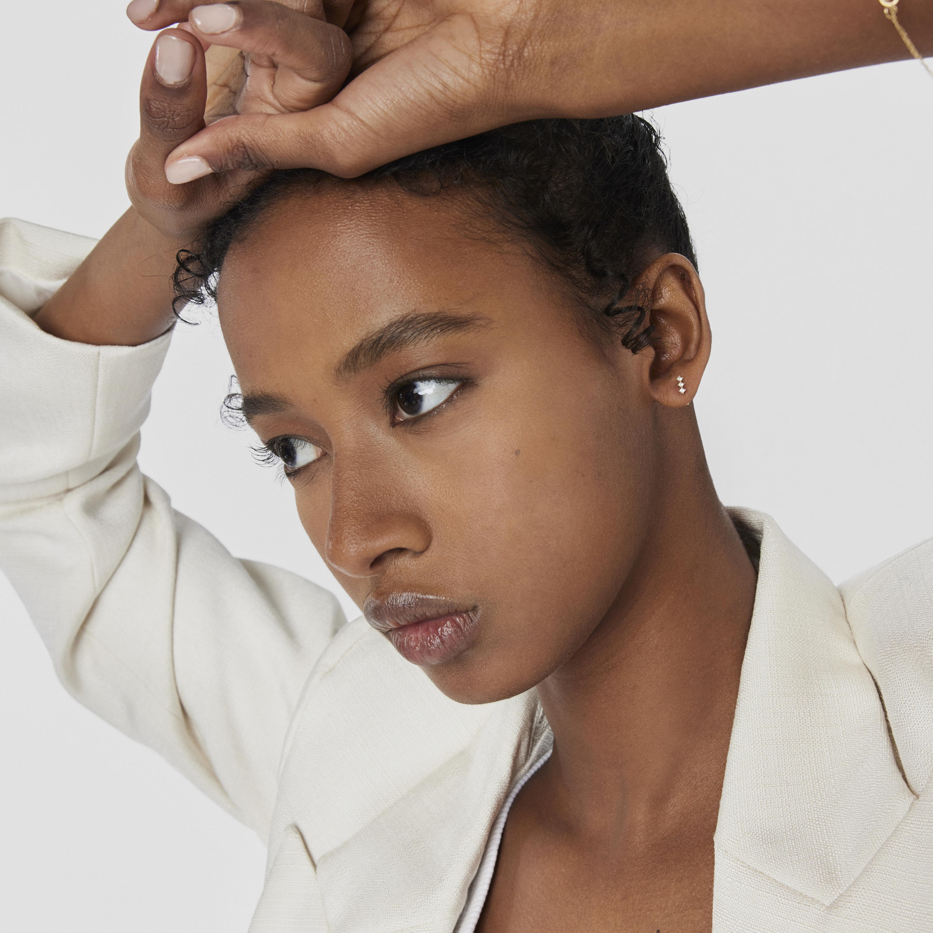 18K solid gold Strip earrings with diamonds Les Classiques