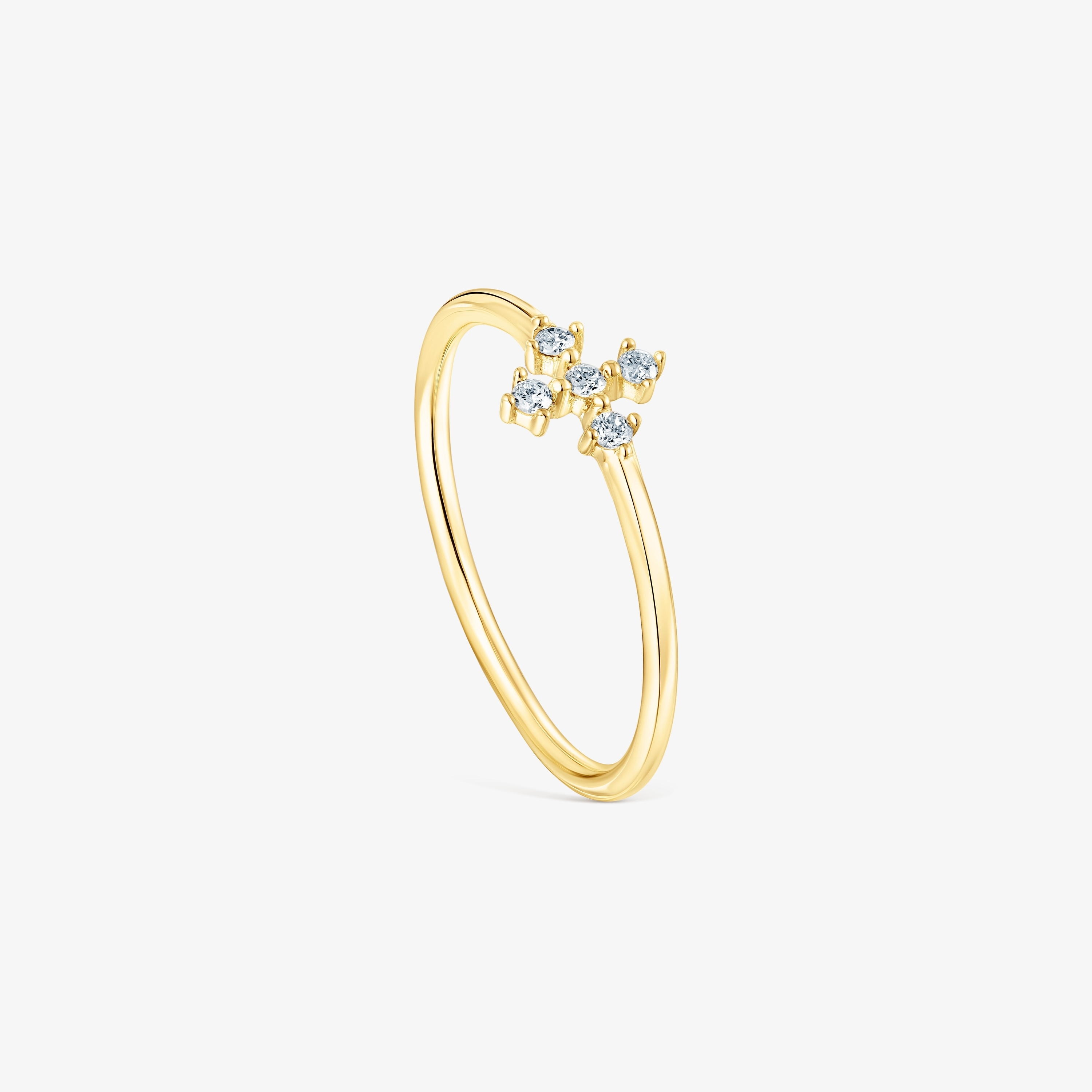 18K solid gold Cross ring with diamonds Les Classiques
