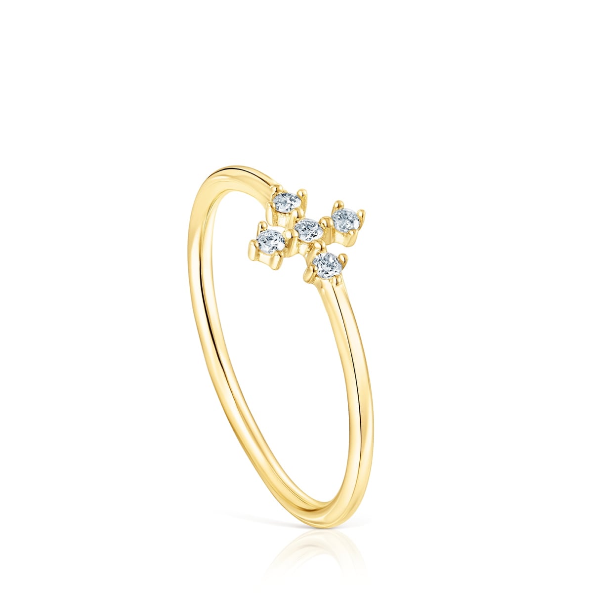 Tous - Anillo Cruz De Oro Y Diamantes Les Classiques Talla 12