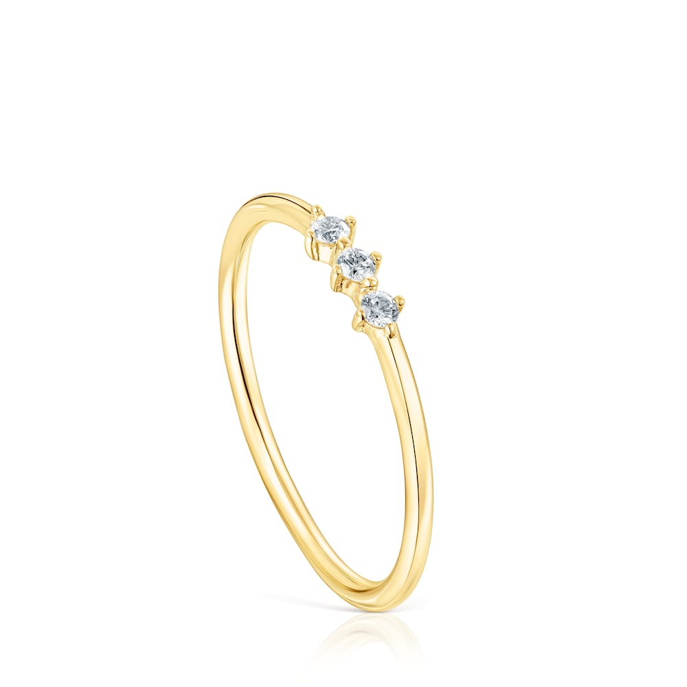 18K solid gold Strip ring with diamonds Les Classiques