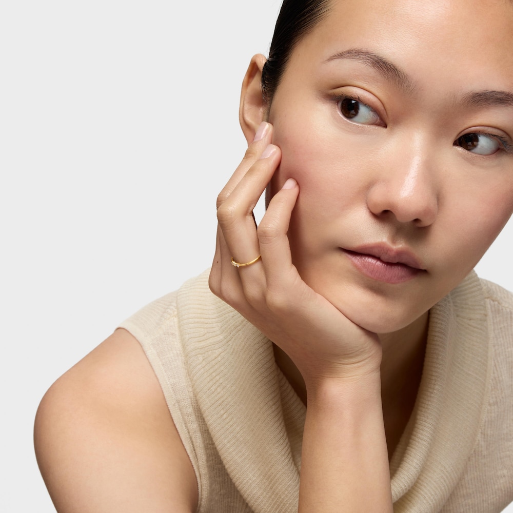 18K solid gold Strip ring with diamonds Les Classiques