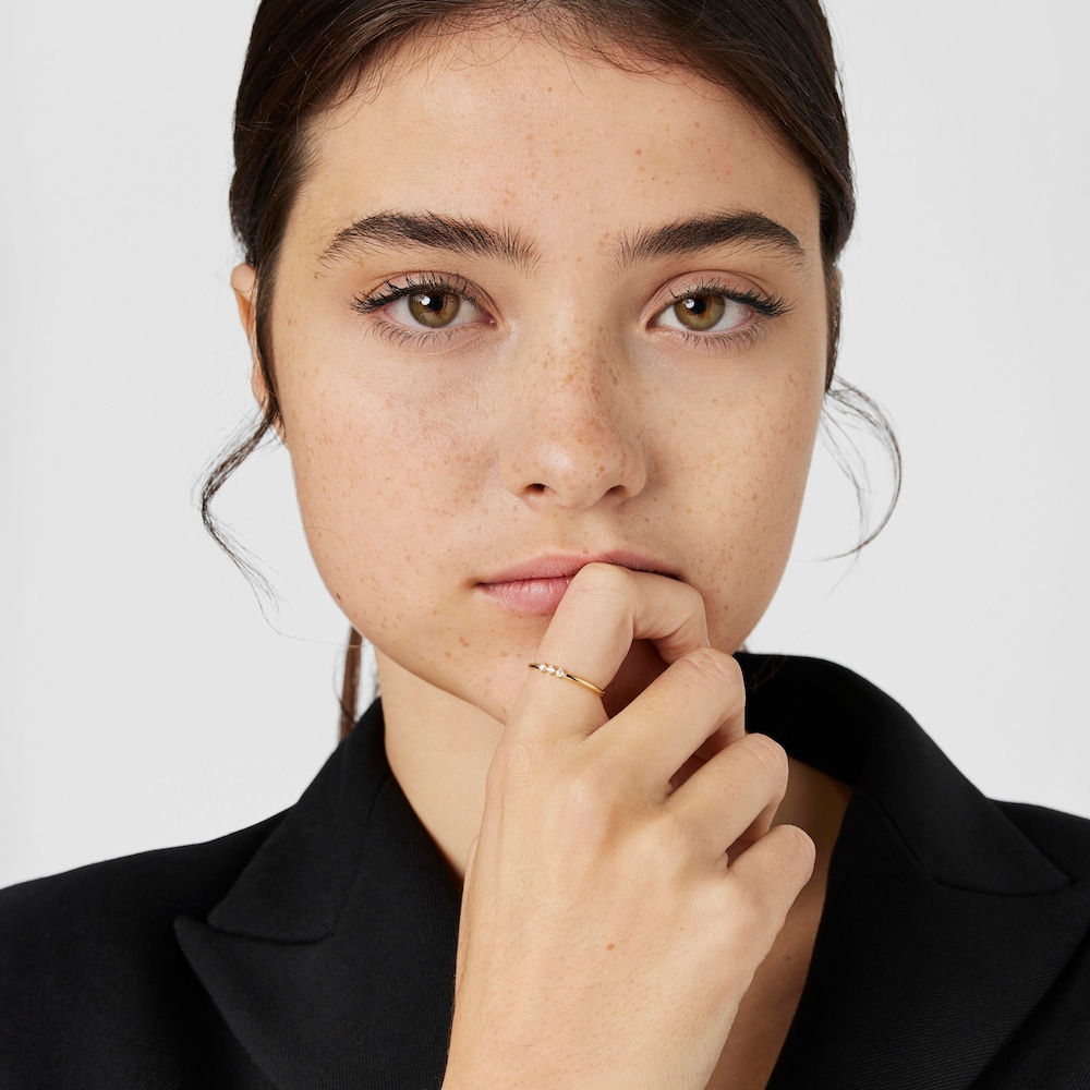 18K solid gold Strip ring with diamonds Les Classiques