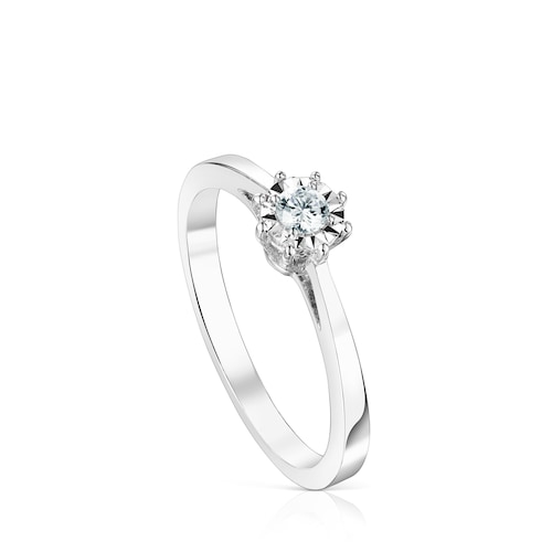 White gold TOUS Les Classiques Ring with small Diamond rosette 0,10ct