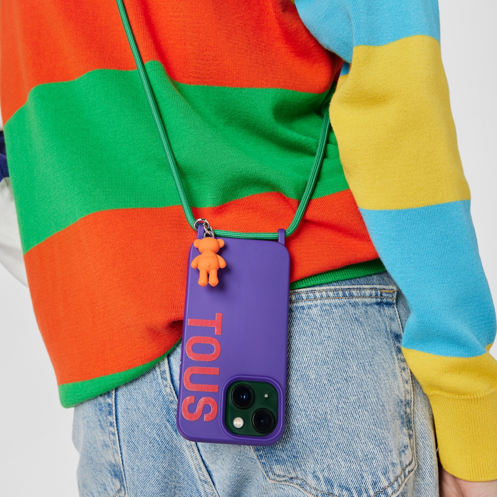 Funda de m&oacute;vil colgante Delray 13 Pro lila TOUS Rope Bear