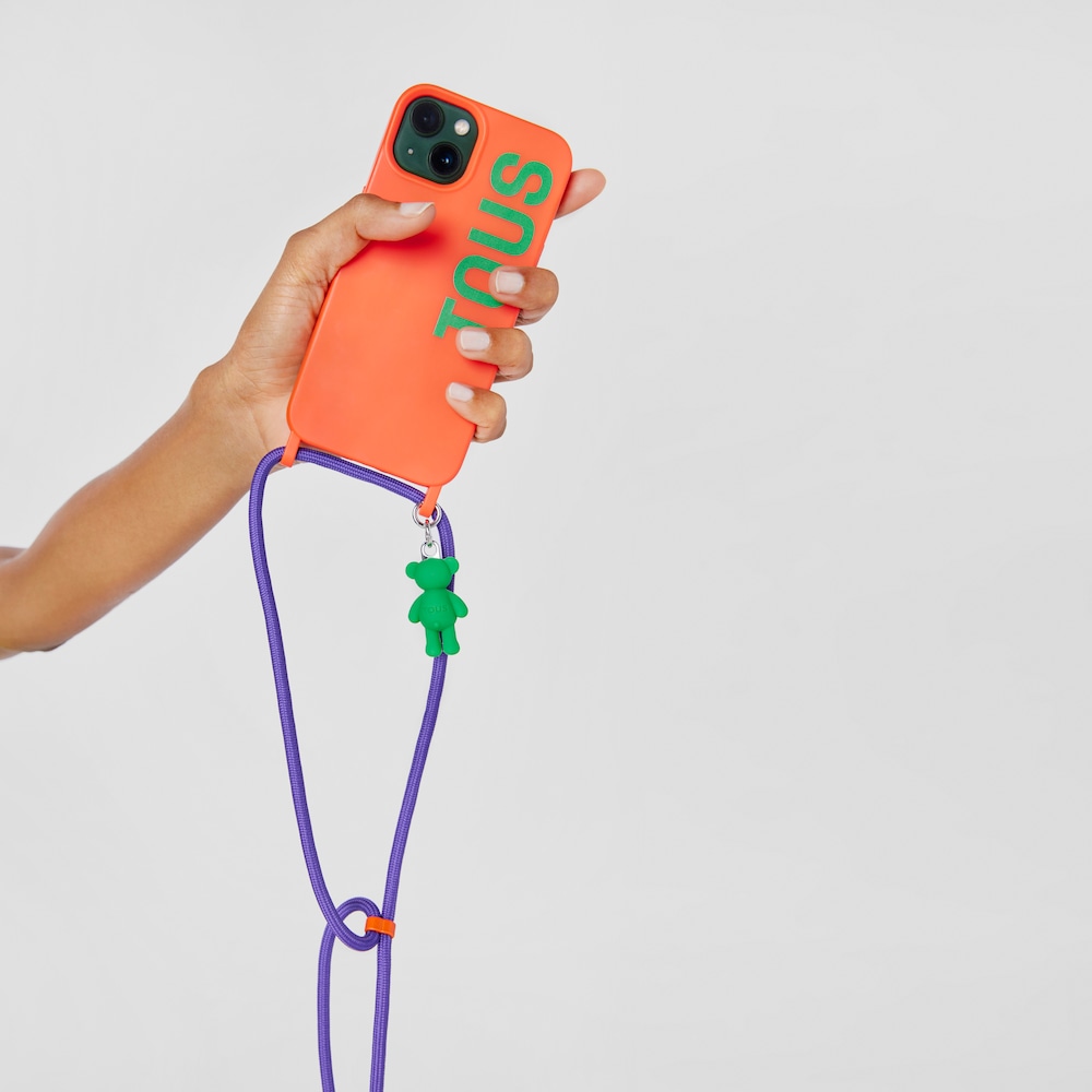 Funda de m&oacute;vil colgante Delray 13 naranja TOUS Rope Bear