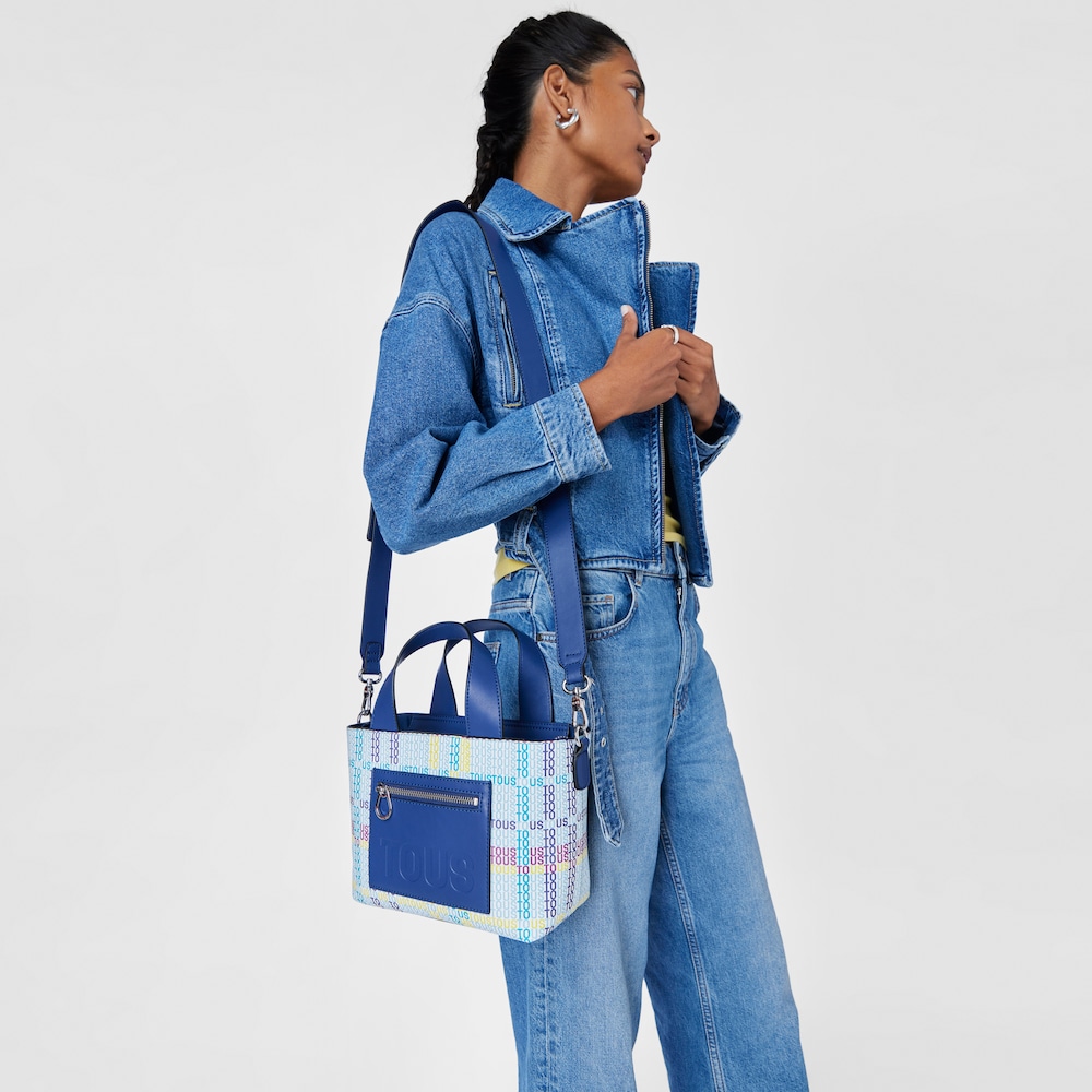 Capazo peque&ntilde;o azul marino TOUS Cecilia