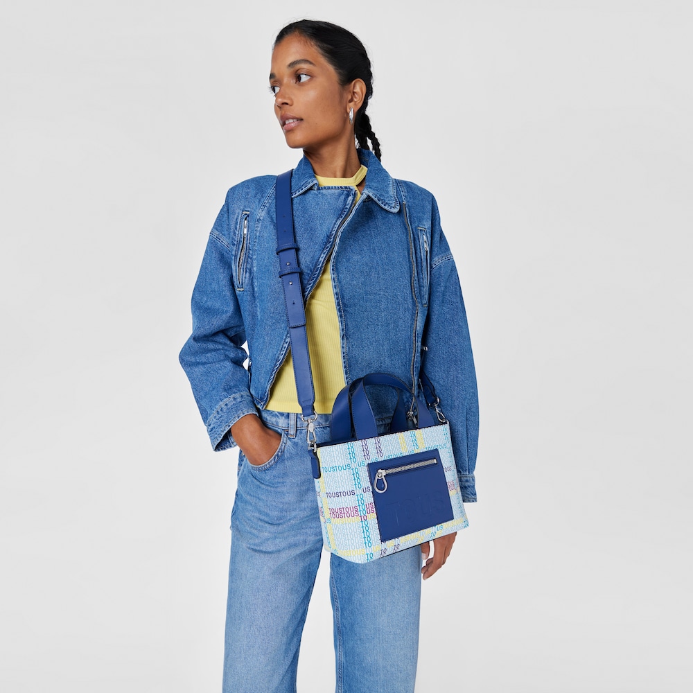 Capazo peque&ntilde;o azul marino TOUS Cecilia