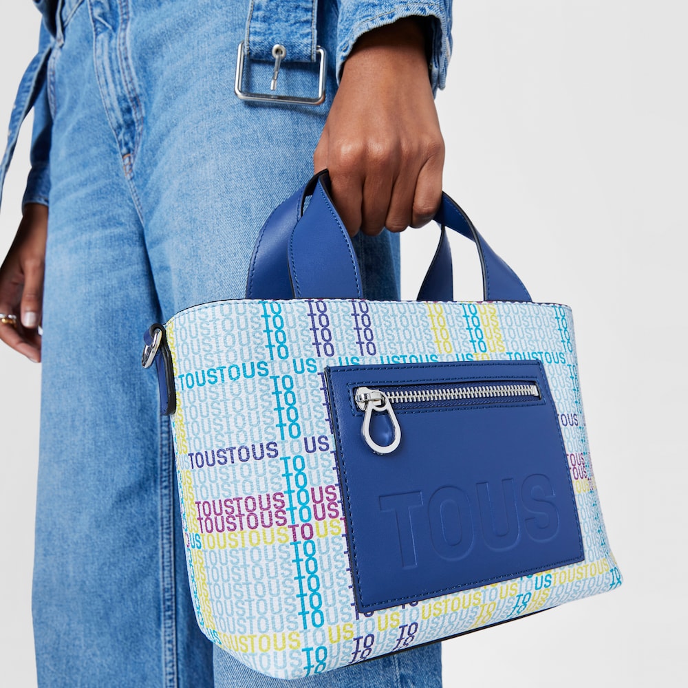 Capazo peque&ntilde;o azul marino TOUS Cecilia