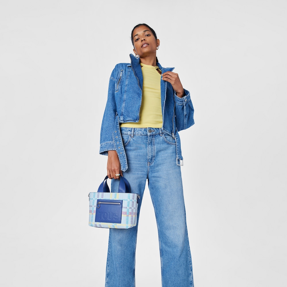 Capazo peque&ntilde;o azul marino TOUS Cecilia