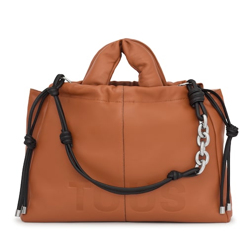Large leather-colored leather One-shoulder bag TOUS Cloud image number 0