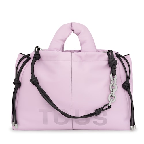 Large mauve leather One-shoulder bag TOUS Cloud image number 0