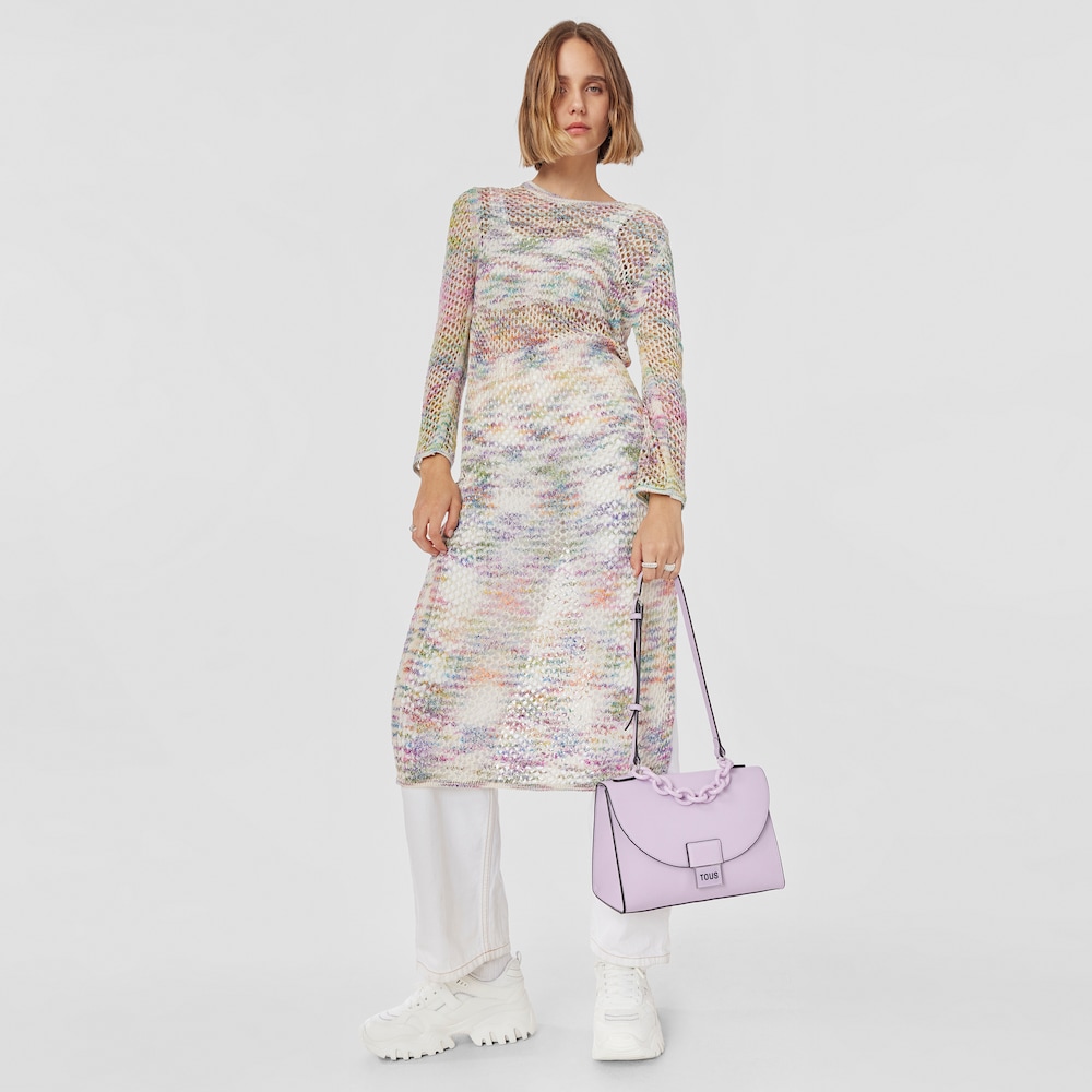 Średnia torebka typu city TOUS Sylvia w kolorze fiołkowego r&oacute;żu