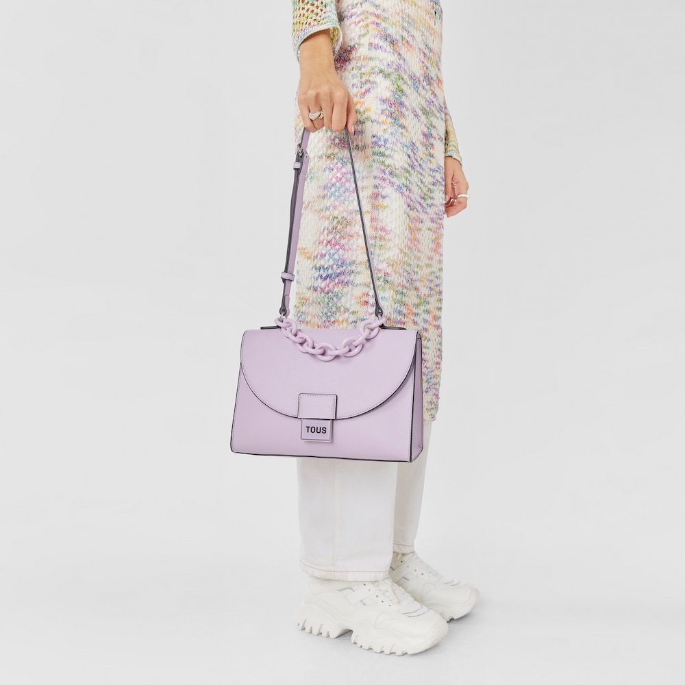Średnia torebka typu city TOUS Sylvia w kolorze fiołkowego r&oacute;żu