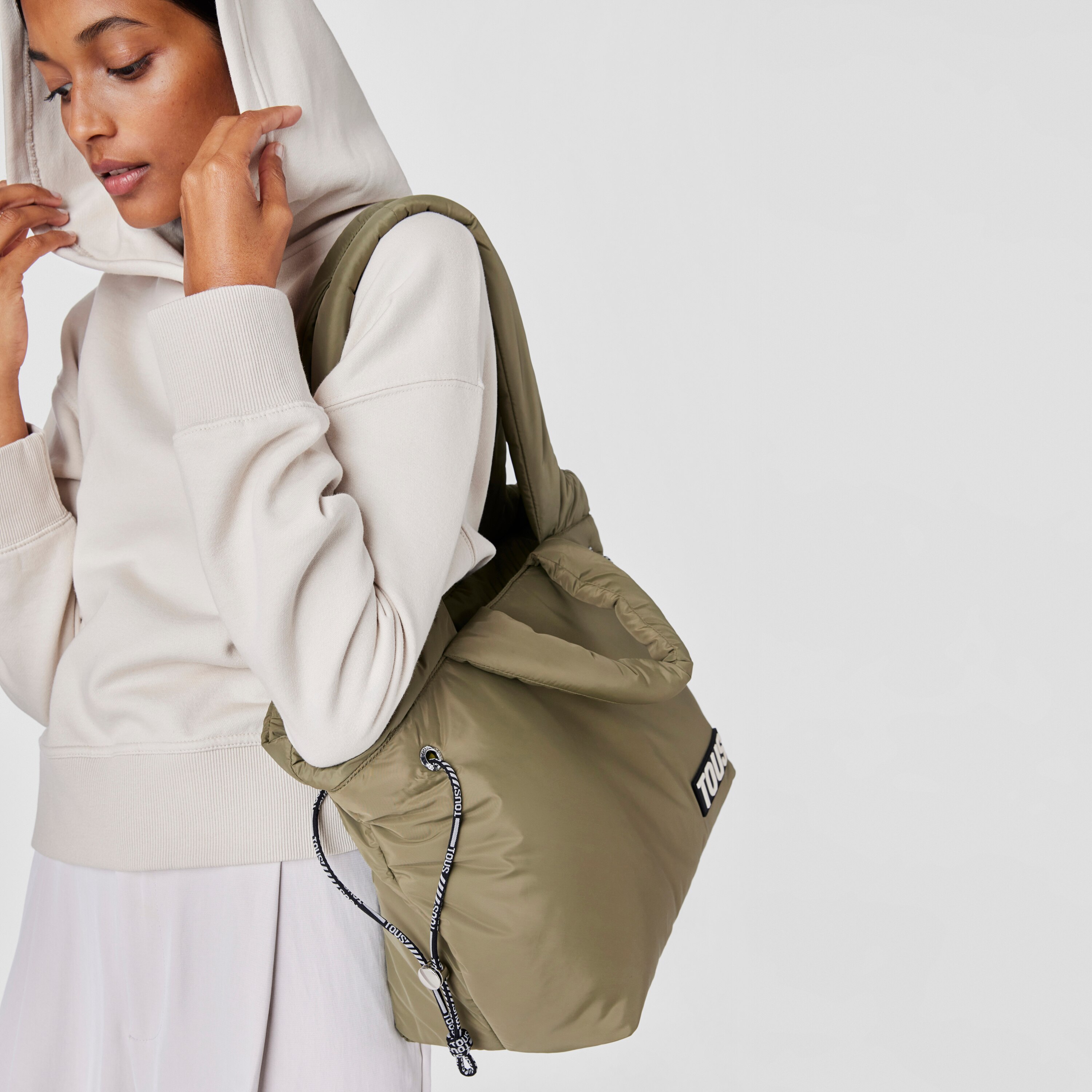 Large khaki Tote bag TOUS Carol Soft