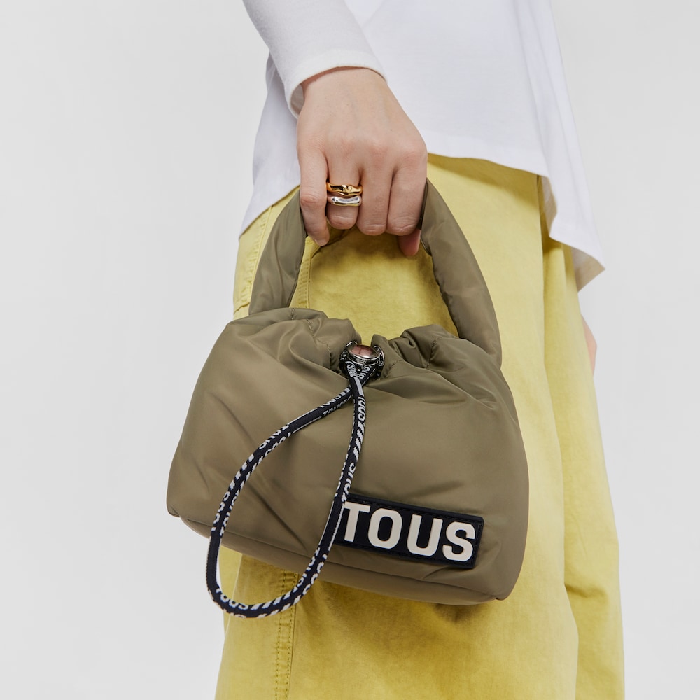 Torba typu worek w kolorze khaki TOUS Carol Soft