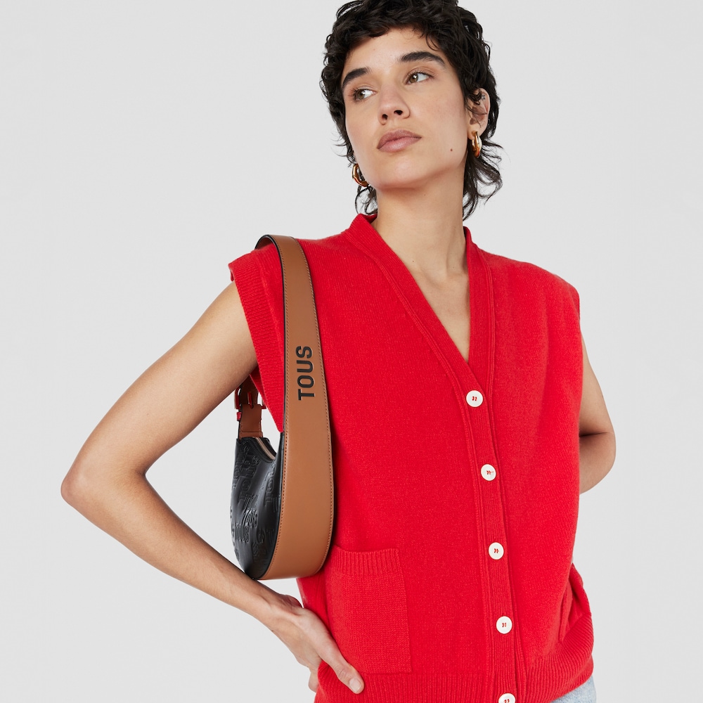 Borsa a tracolla nera e marrone TOUS Nanda